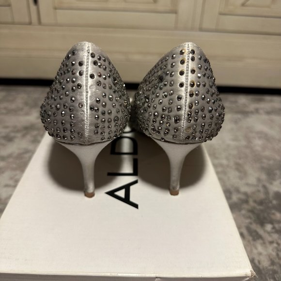 ALDO Silver Studded Kitten Heels (Size 8) - Picture 7 of 7
